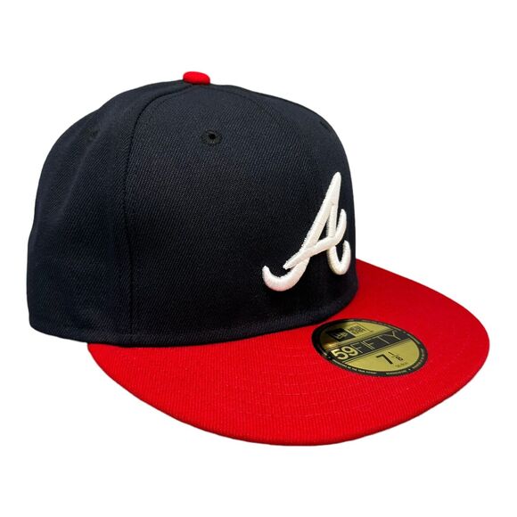New‎ Era 59Fifty Atlanta Braves Navy Fitted Hat Men's Sz 7-1/8 - Picture 6 of 8
